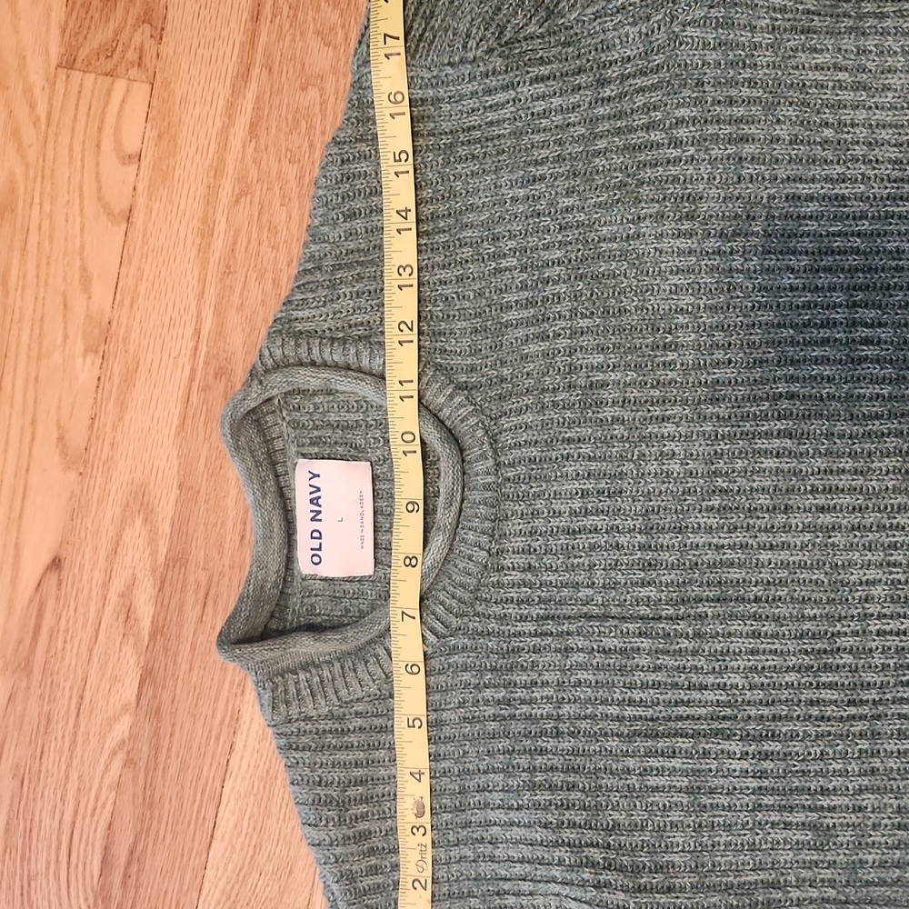Old Navy Men's Teal Crewneck Rollneck Green Ribbed Sweater Size L 100% Cotton - Picture 10 of 13